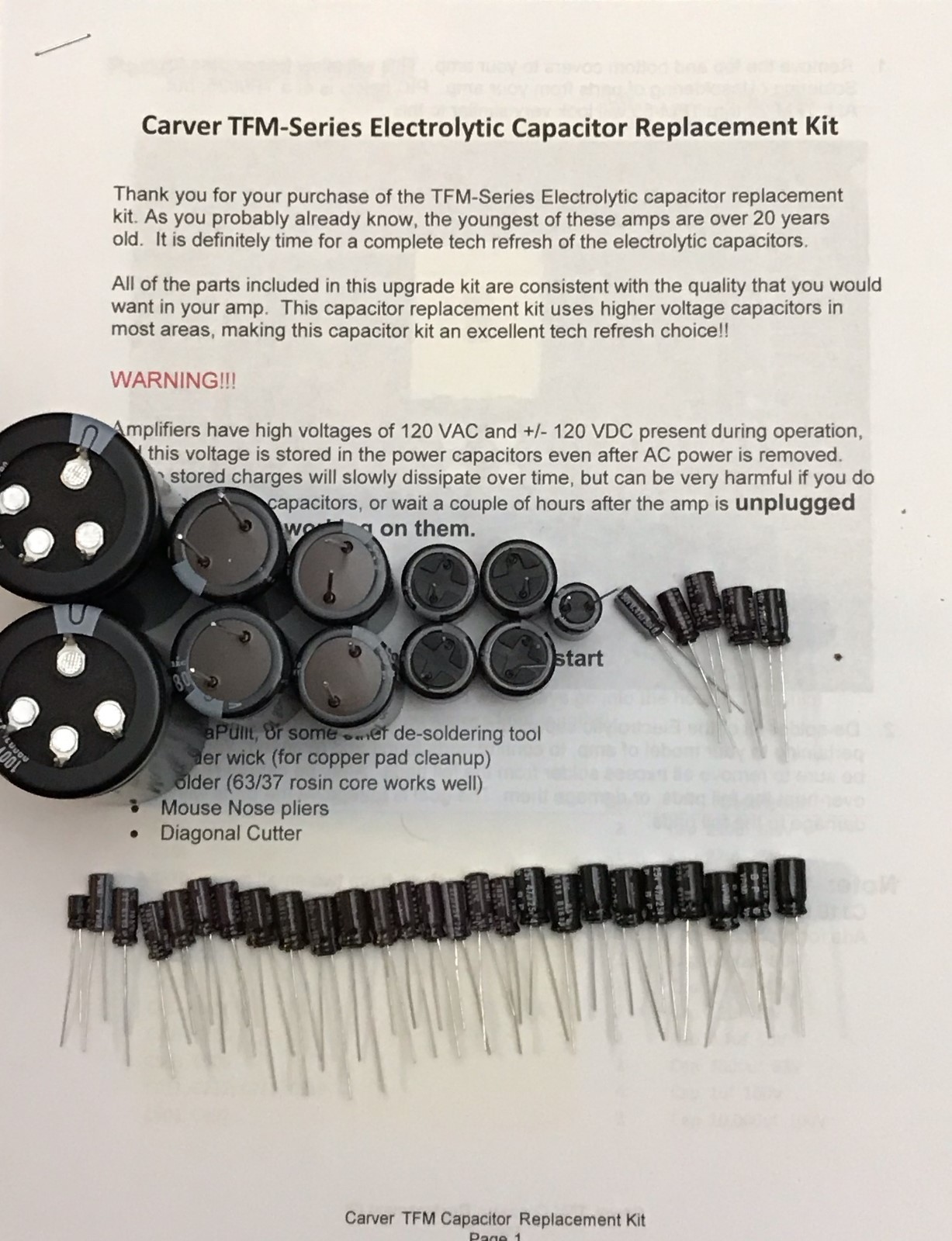 CARVER TFM-55 and 55X complete Tech Refresh / Repair Cap Kit