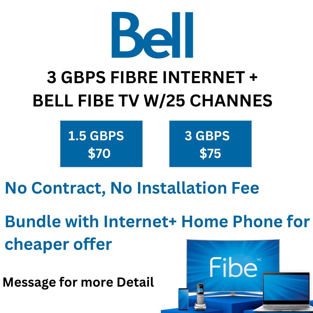 Bell Fibre Internet Package, Pure Fibre, Unlimited Wifi