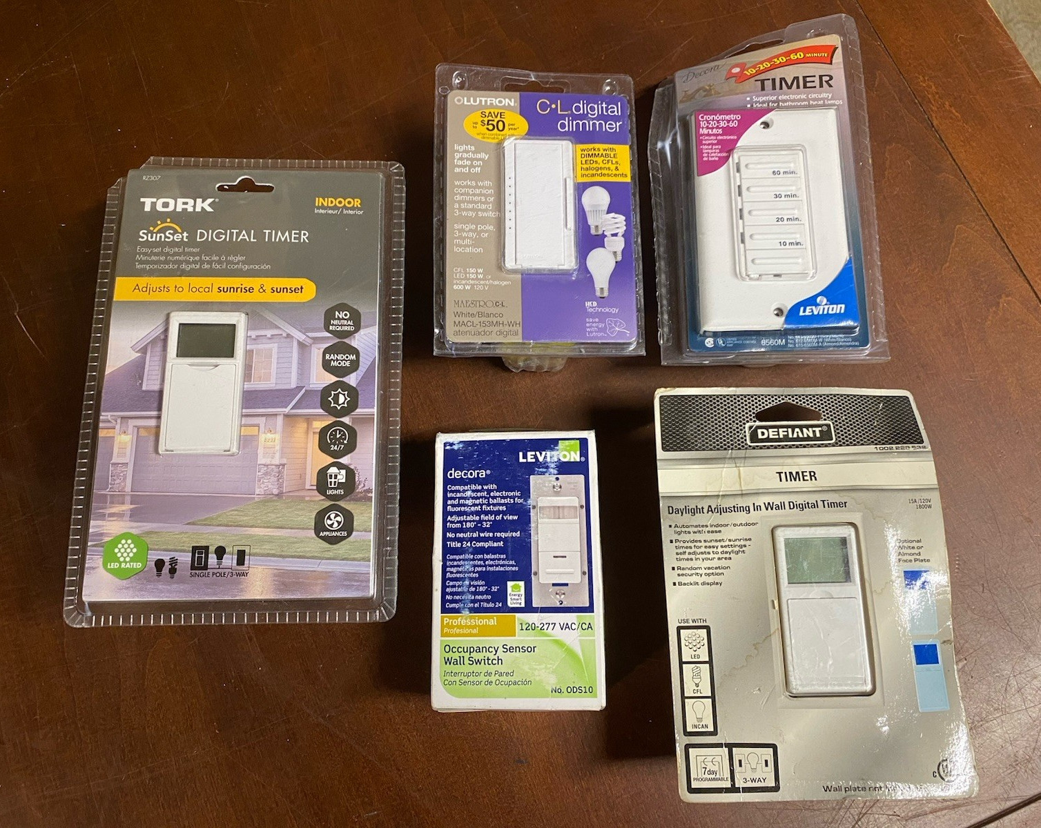 TORK Lutron Leviton Defiant Wall Timer Lot Digital C.L. Dimmer Sensor 3-Way