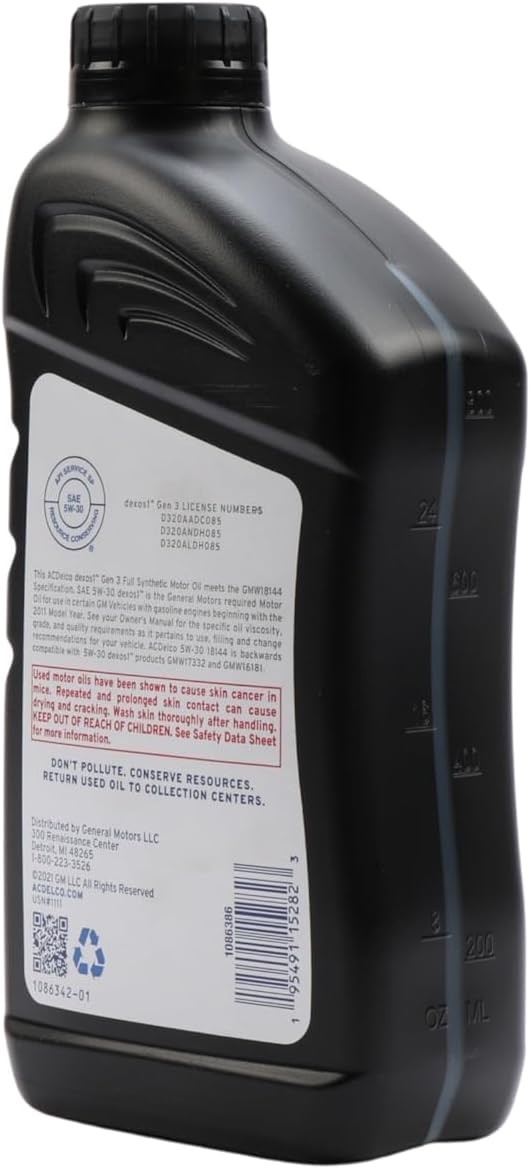 ACDelco GM Original Equipment 10-9329 (19432321) dexos1� GEN 3 Full Synthetic 5W
