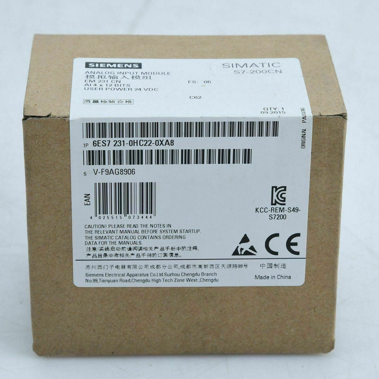 1pc New Siemens PLC module 6ES7 231-0HC22-0XA8 6es72310hc220xa8