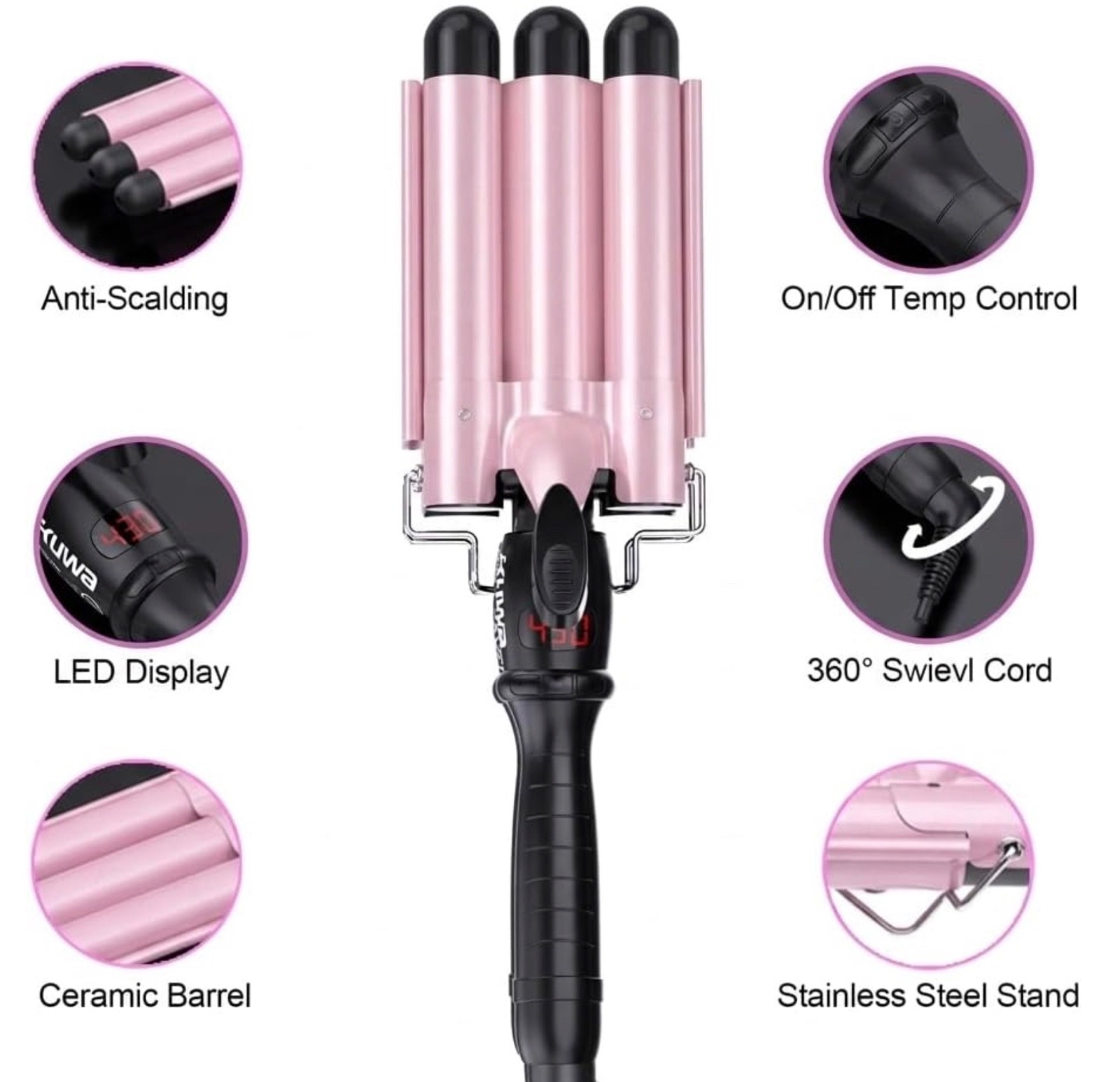 kuwa 15 Variable Temperature Crimper Hair Tool，1 Inch Hair Crimper，60 Min Auto-O