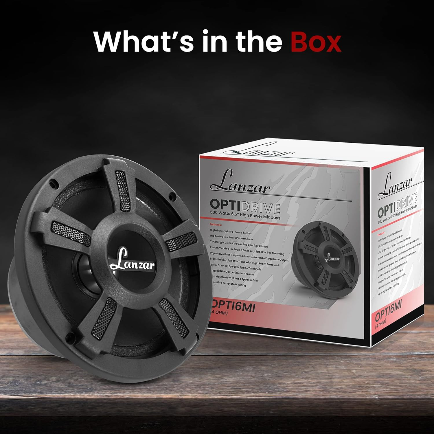 Upgraded Opti Pro 6.5” High Power Midbass – Powerful 500 Watt Peak 105Hz – 12 Kh