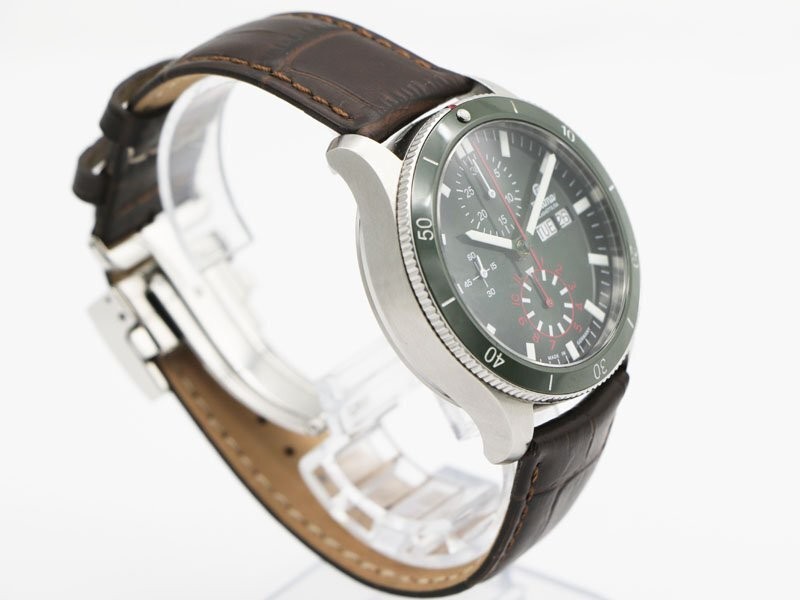 Tutima Grand Flieger Airport Chronograph 6407-03 Auto Leather Strap Mens Watch