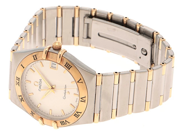 OMEGA Watch Constellation 1312.30 SS K18YG White Dial Quartz Unisex Wristwatch
