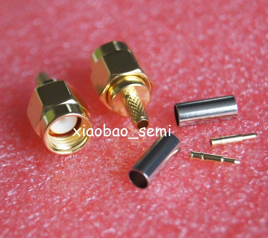 10pcs RP-SMA Male Jack Crimp Connector Cable For RG174 RG316 LMR100 WiFi