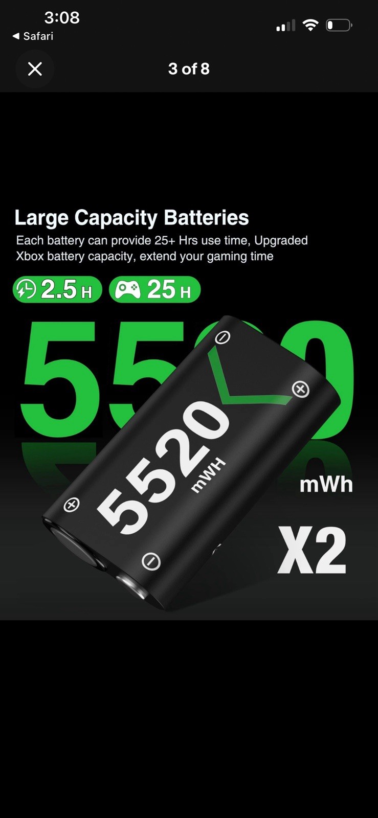 Bulk Lot (50 Units) – 2X5520 Rechargeable Controller Battery Packs for Xbox One