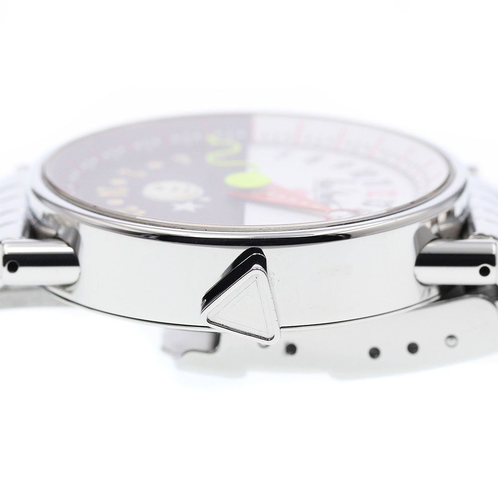 Alain Silberstein 24 Hours Automatic Date Mens Watch SS 35mm White Black Dial