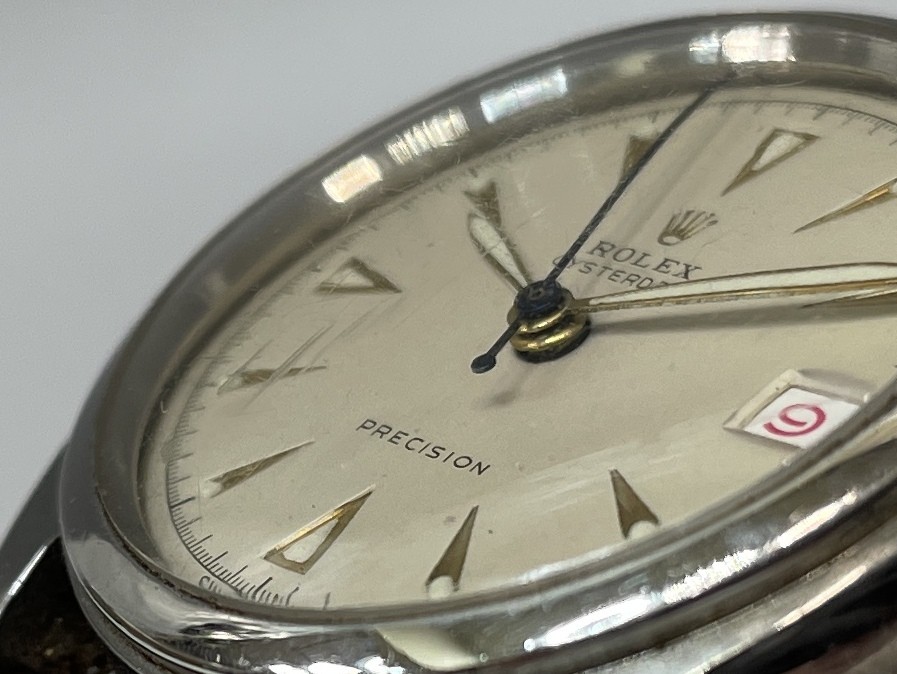 Rolex Watch Oysterdate Precision Manual Winding Silver Leather Strap Women’s