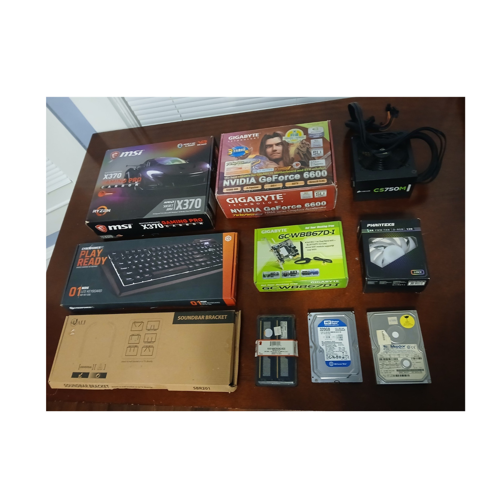 MSI Gigabyte Corsair Phanteks WD Mixed PC Parts Lot RAM HDD WiFi PSU