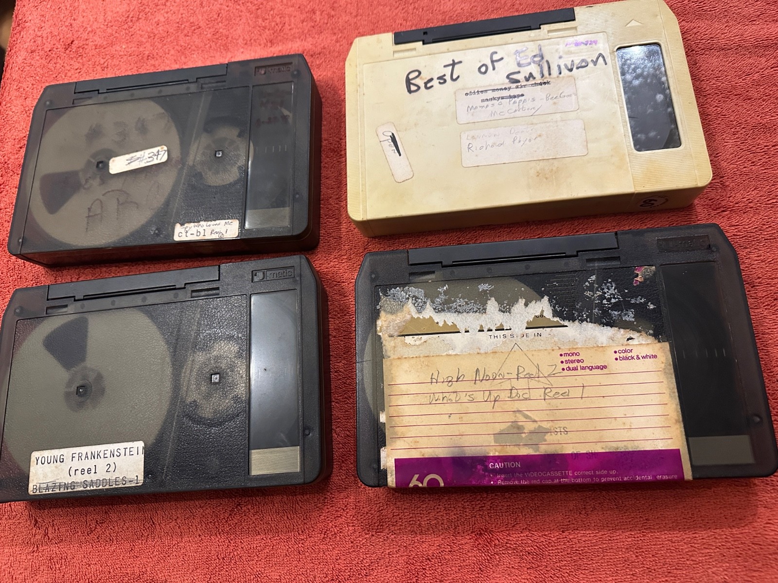 6x AS-IS Lot Vintage U-Matic Tapes – Lennon Death, Spy who loved me, Hard Days