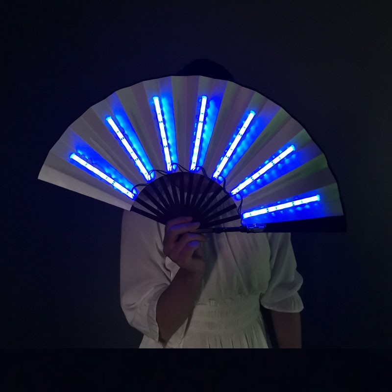 Portable LED Hand Fan Folding Glow Fan for Festivals Parties Events