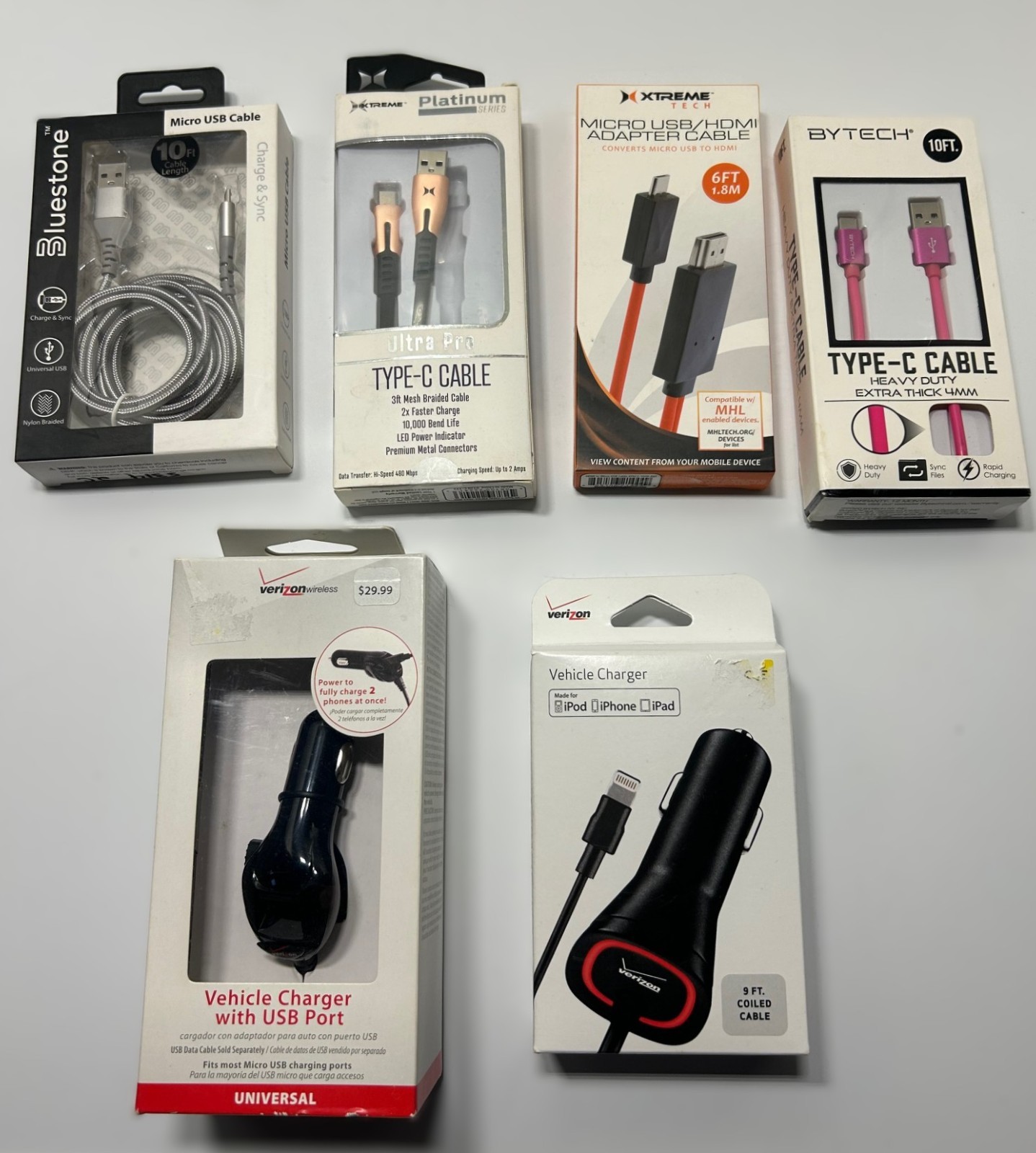 Lot of 6 Charging Cables & Adapter – Type‑C, Micro USB, HDMI Adapter, Chargers