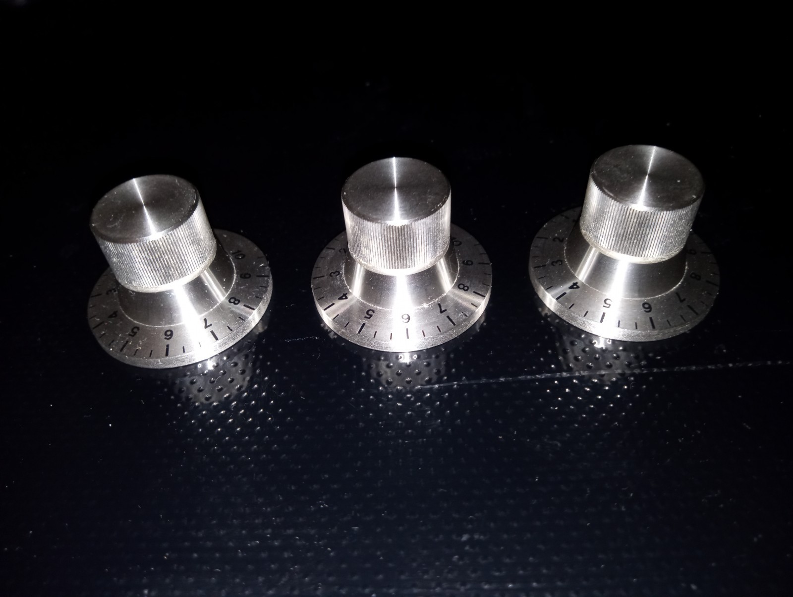 3 TASCAM Aluminum Knobs Volume Left Right Tape Deck 30mm Overall Width Set Screw