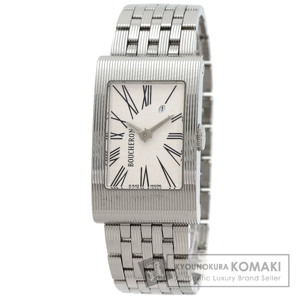Boucheron Watch Reflet Silver Dial Stainless Steel Quartz Analog w/Box, Straps