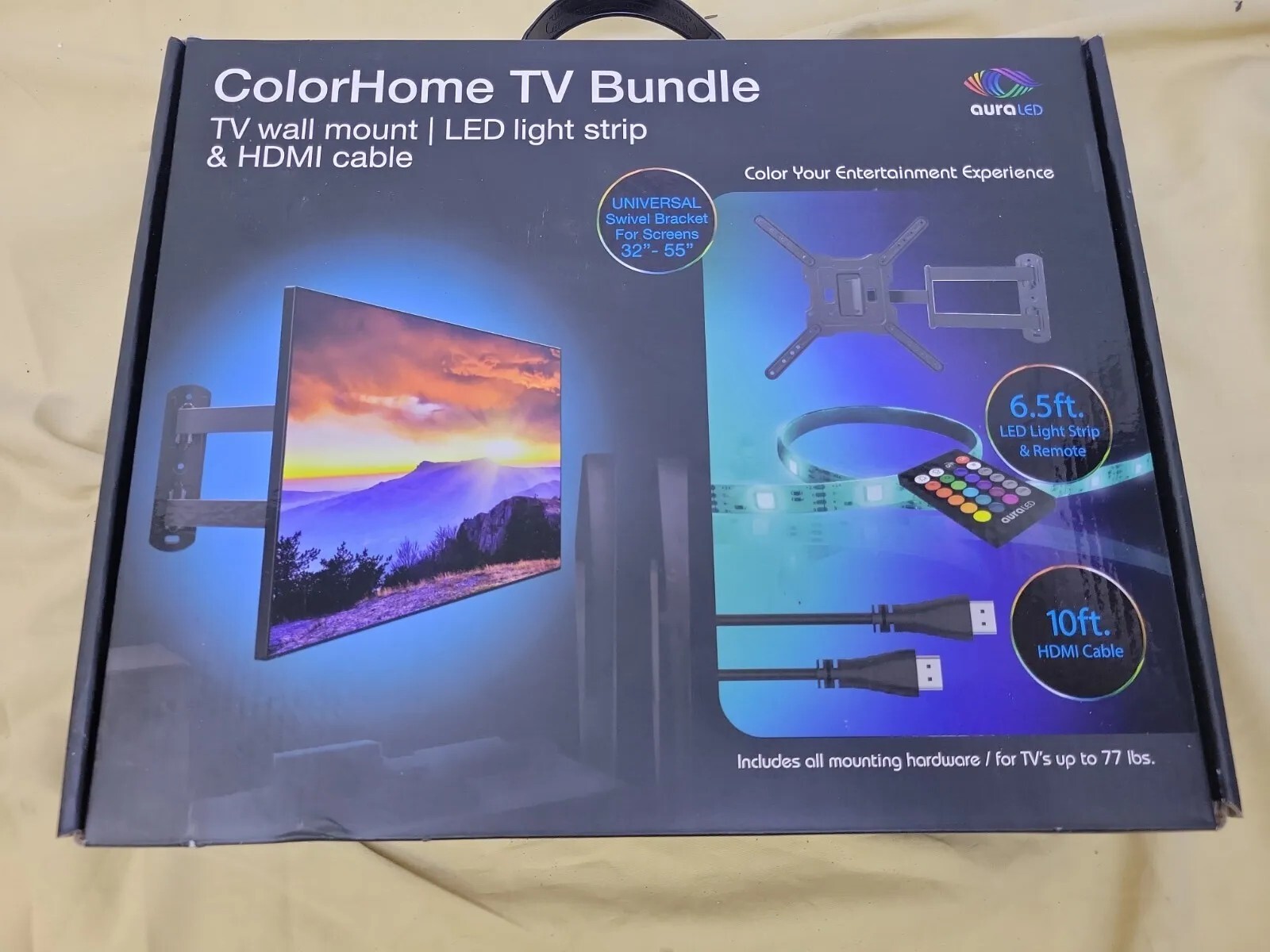 Aura LED Color Home TV Mount LED Light Strip HDMI Cable 8307HD