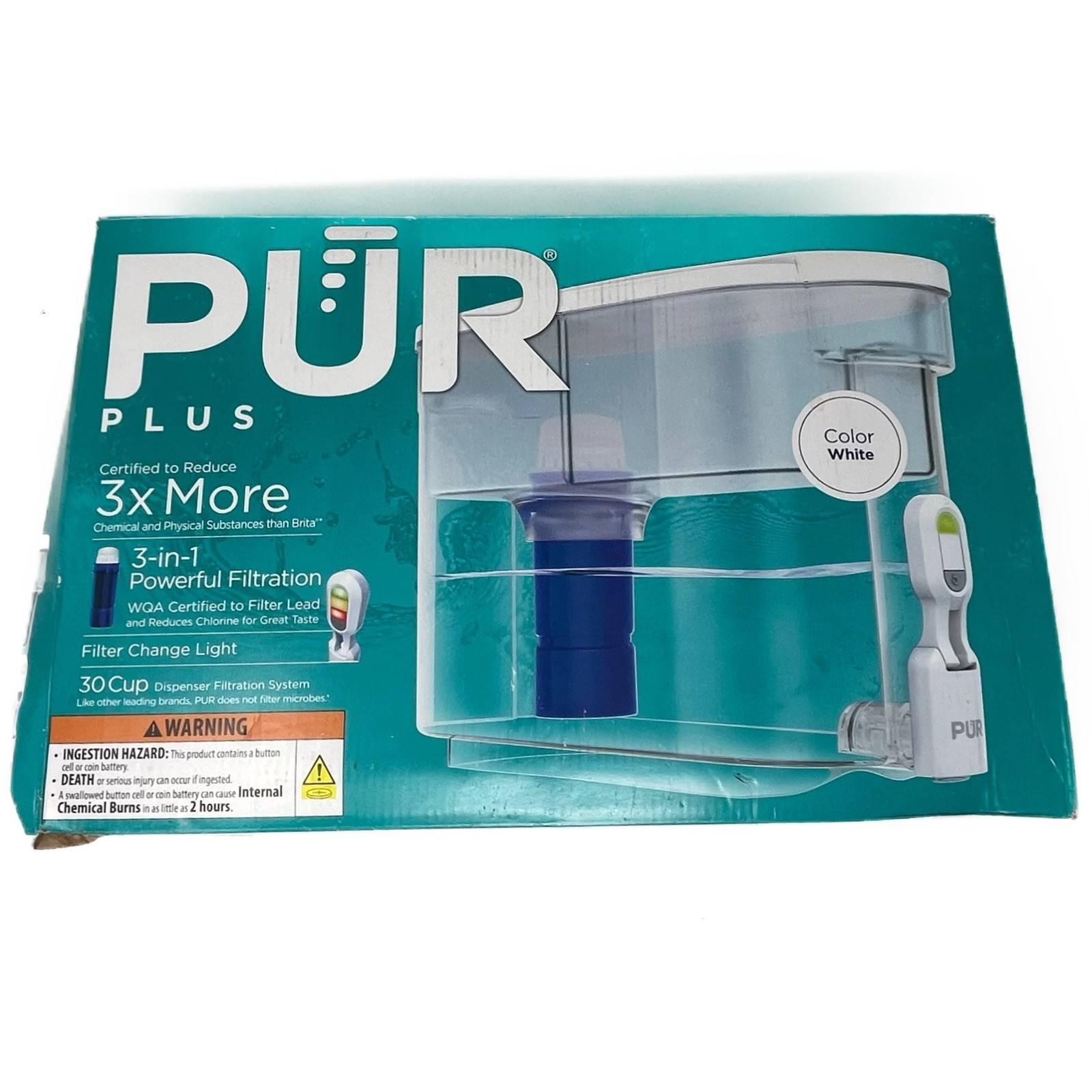 Pur Plus Large 30 Cup Dispenser Water Filtration System 1 Filter Brand NEW