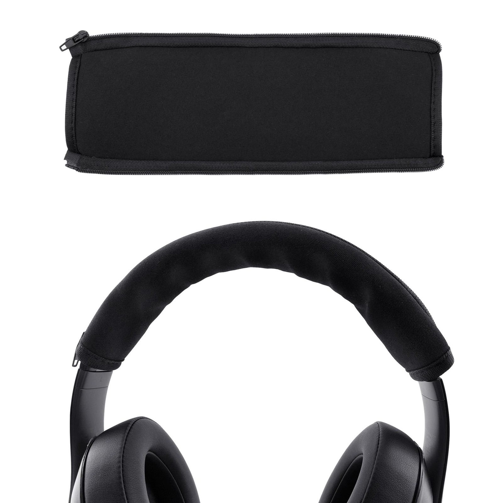 Black Headphone Headband Cover Zipper Protector Replacement Sleeve Band NEW