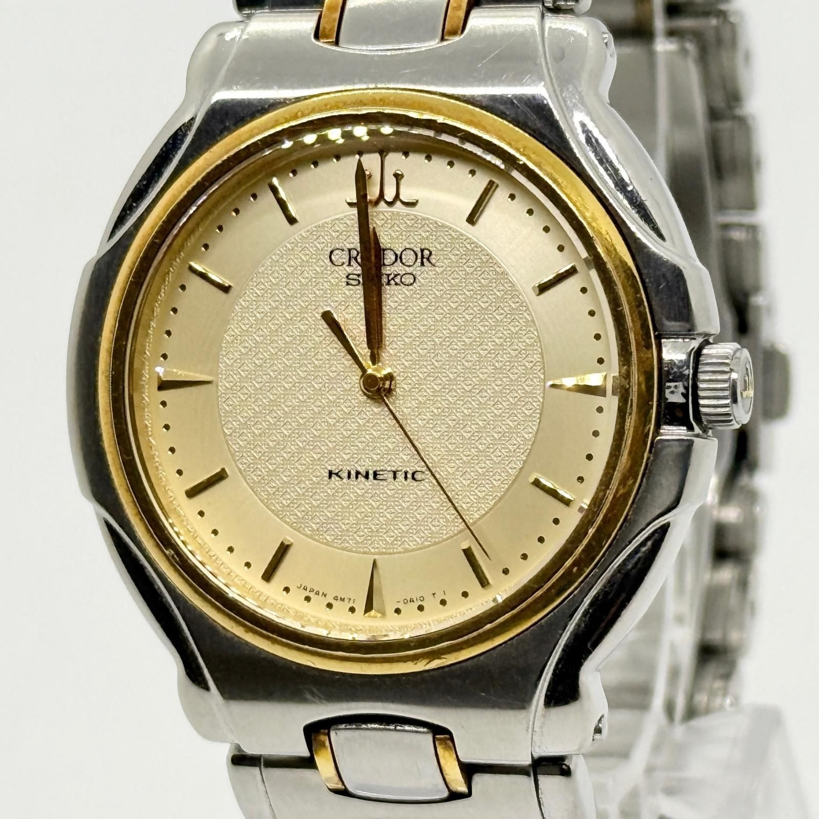 SEIKO Watch CREDOR 4M71-0A10 Kinetic Auto Quartz Silver Gold Unisex Working Auth