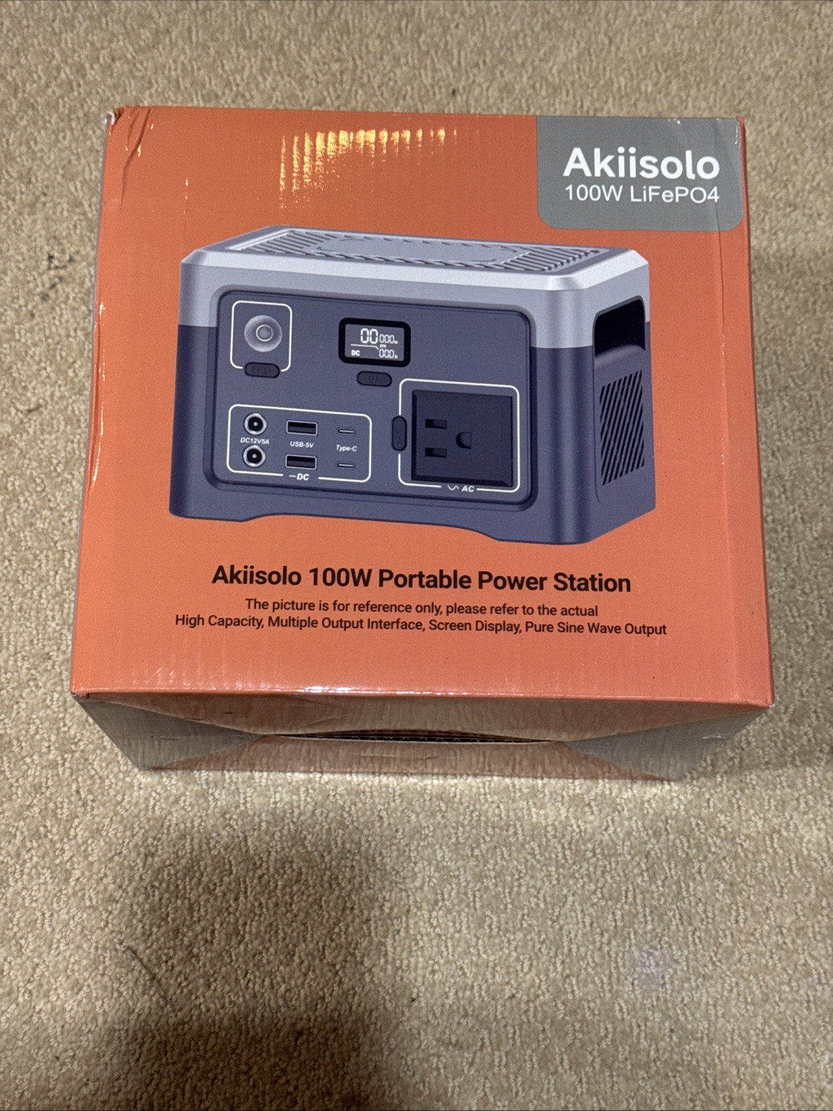 Akiisolo 100W Portable Power Station 192Wh LiFePO4 Pure Sine Wave Backup