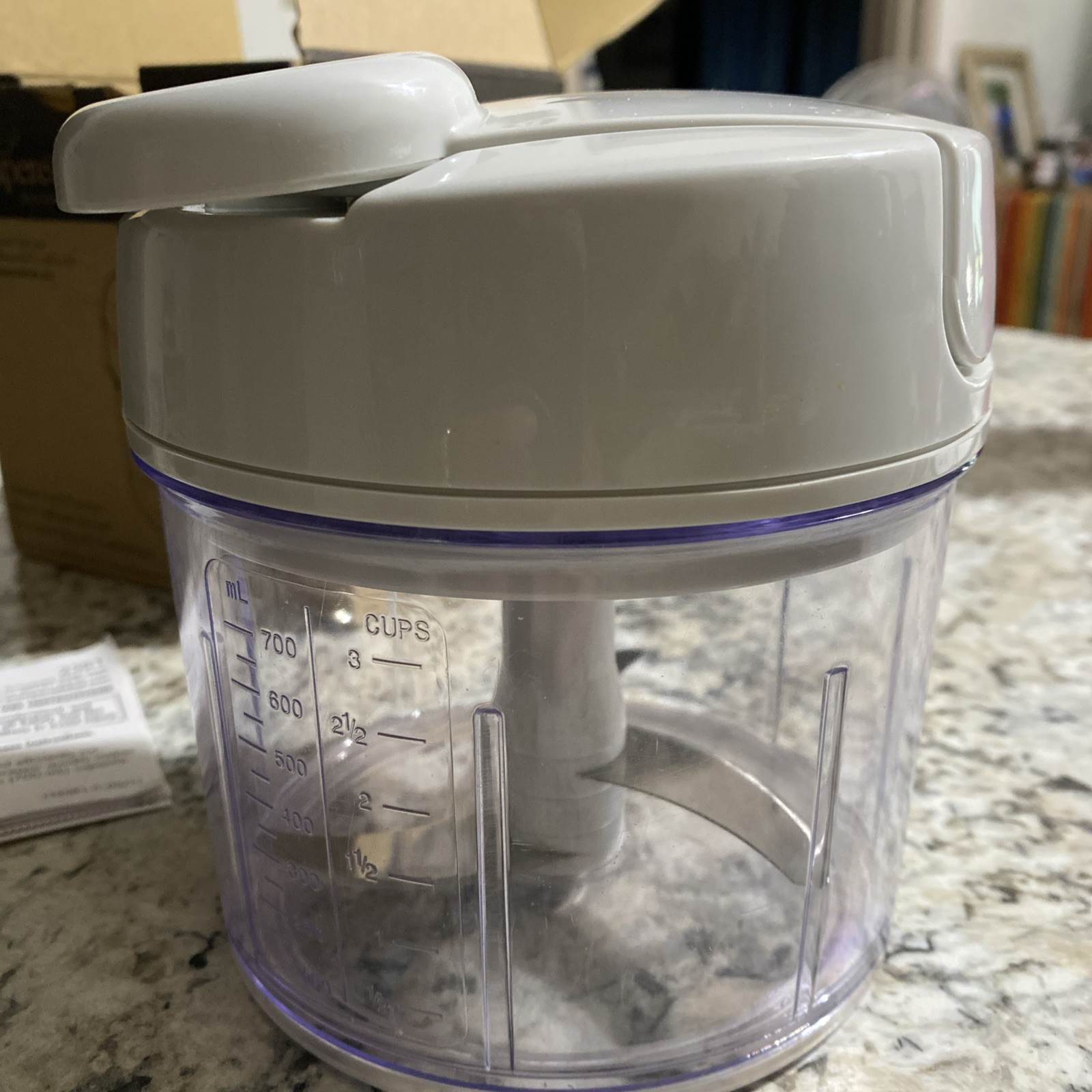 Pampered Chef Manual Food Processor 2581 Chopper New In Box Open Box Clear Bowl