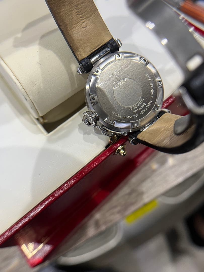CARTIER Watch Pasha 2324 Leather Stainless Steel Case Diameter 36mm Automatic