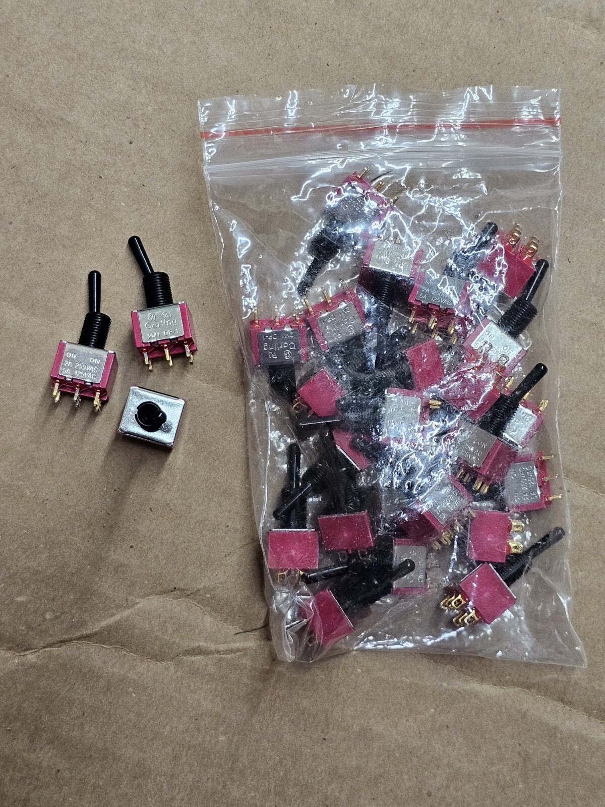 *1 Bag of 25* Toggle Switch 2A 250 VAC, 5A 125 VAC “ON ON” Carling 2M1 DP-1