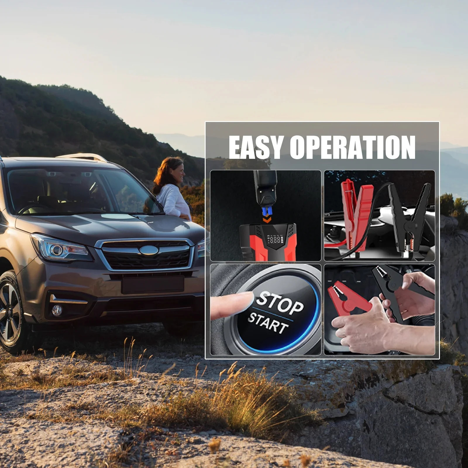 Car Jump Starter, 4000A Peak 30000Mah 150PSI Tire Inflator Digital Display LED