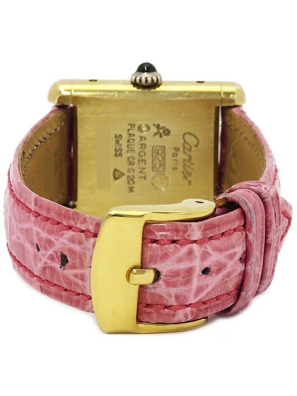 Cartier Must Tank Vermeil SM Ladies Hand Wound Watch Square Dial Box Accessary