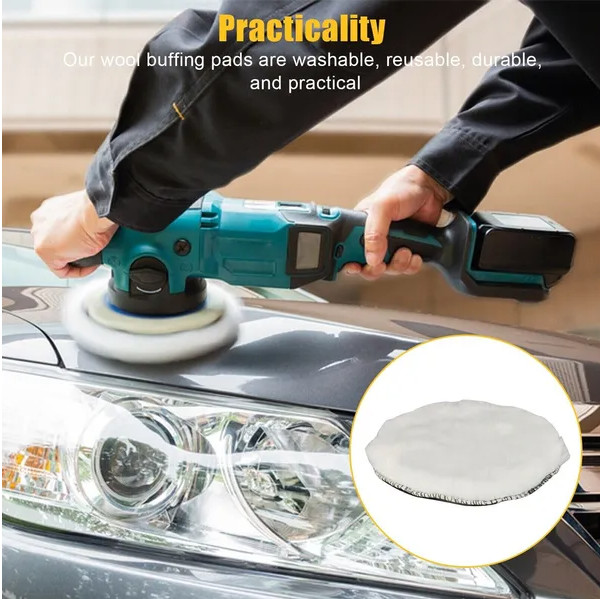 5PCS Buffing Polishing Pad Wool Wheel Mop Kit For Car Polisher Drill Adapter