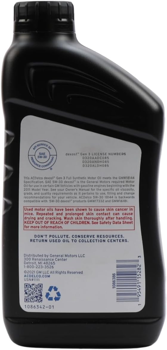 ACDelco GM Original Equipment 10-9329 (19432321) dexos1� GEN 3 Full Synthetic 5W