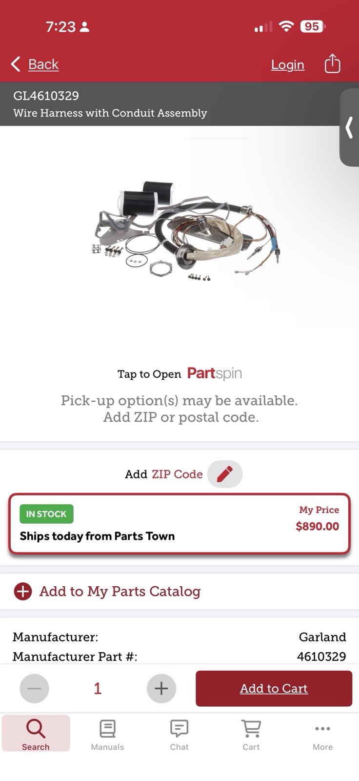 GL4610329 Garland Wire Harness W Conduit 4610329