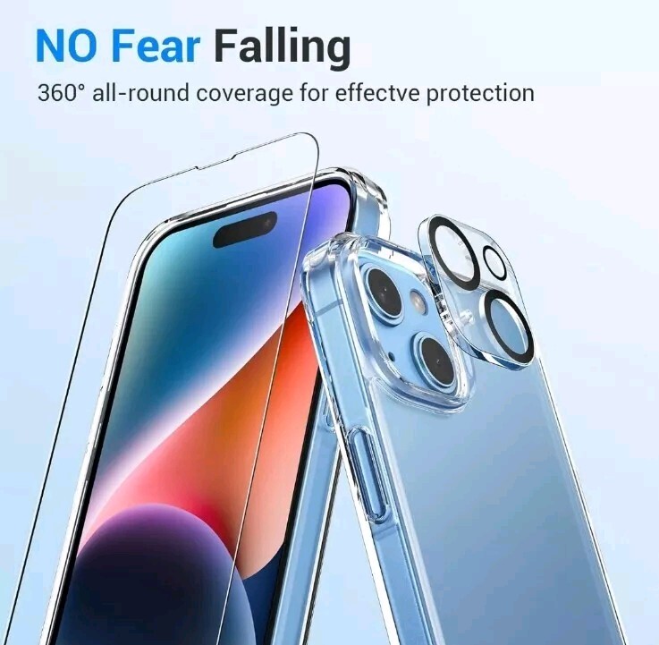 (Lot of 2) AVEN 5 in 1 for iPhone 15: Case, 2+2 Temp. Glass Screen/Cam Protector