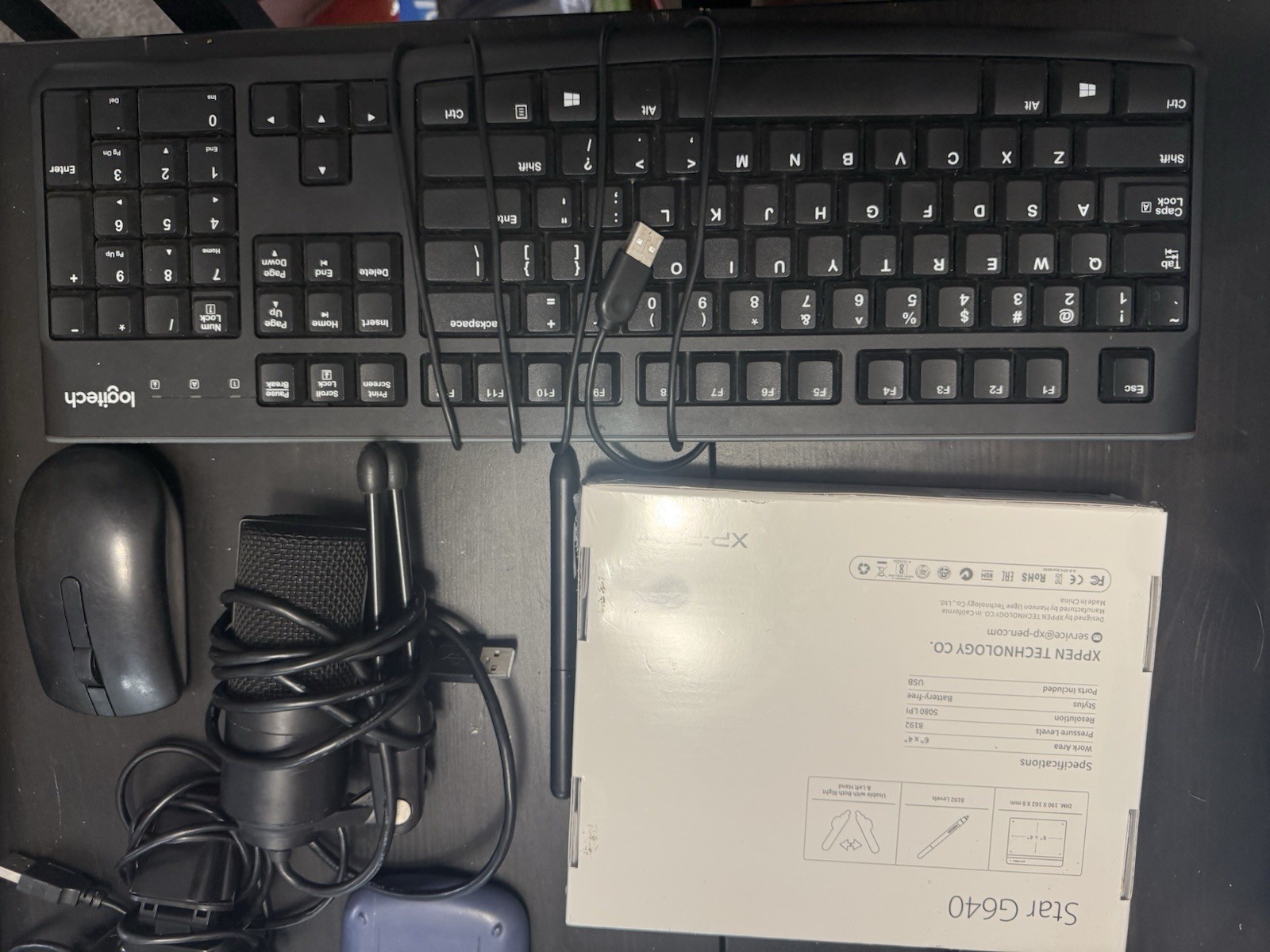 Logitech Keyboard Mouse, XP-Pen Star G640 Tablet, Casio Calculator Mixed Lot