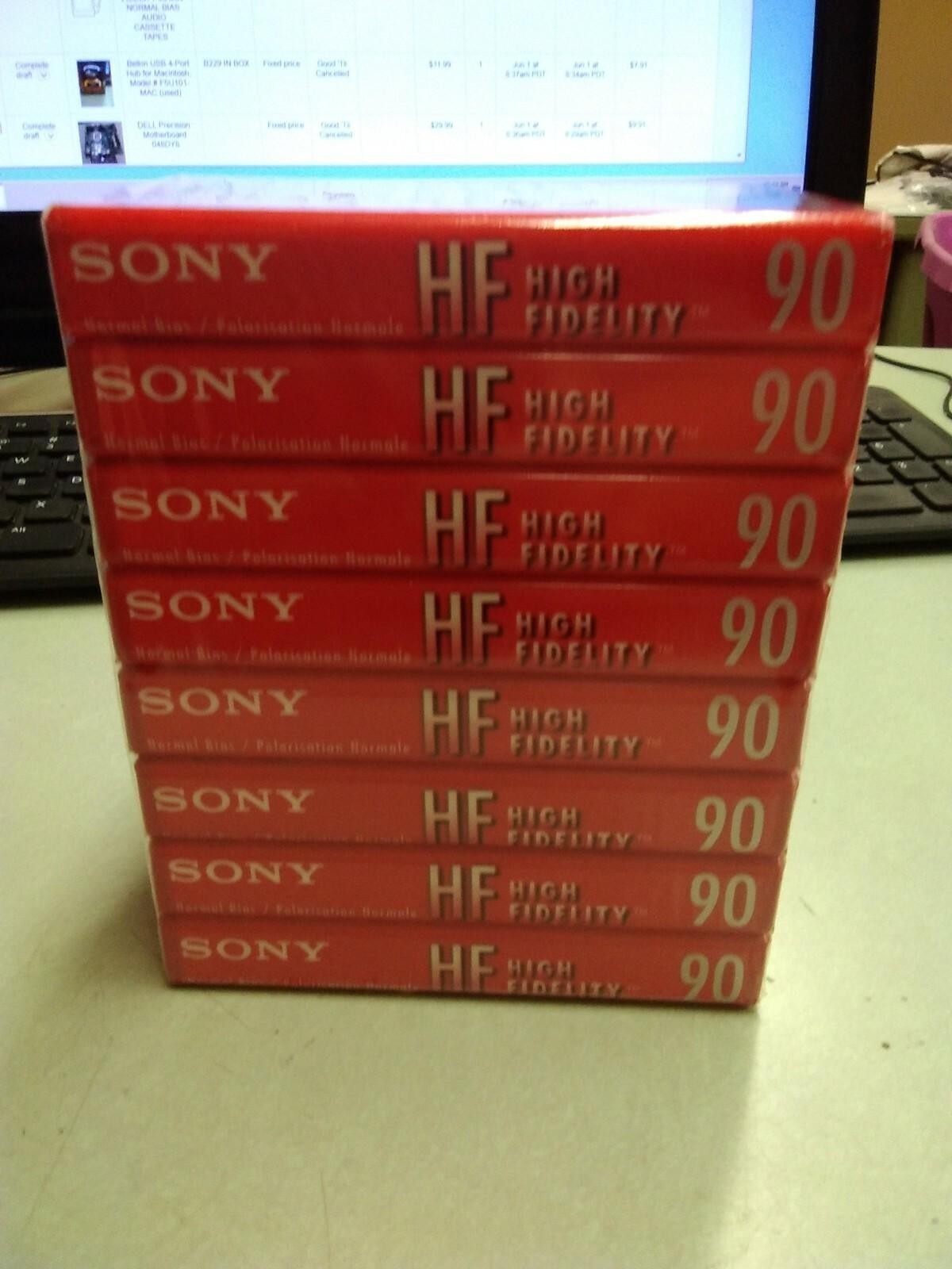 SEALED SONY 8 PACK HF HIGH FIDELITY 90 MIN NORMAL BIAS AUDIO CASSETTE TAPES