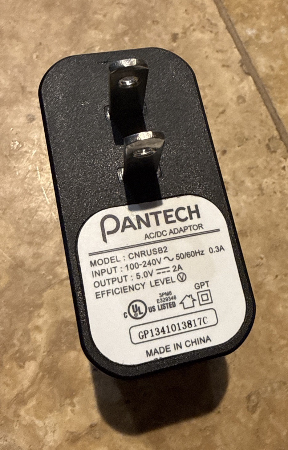 Pantech CNRUSB2 (5V/2A) AC/DC Adapter Single USB Wall Charger – Black