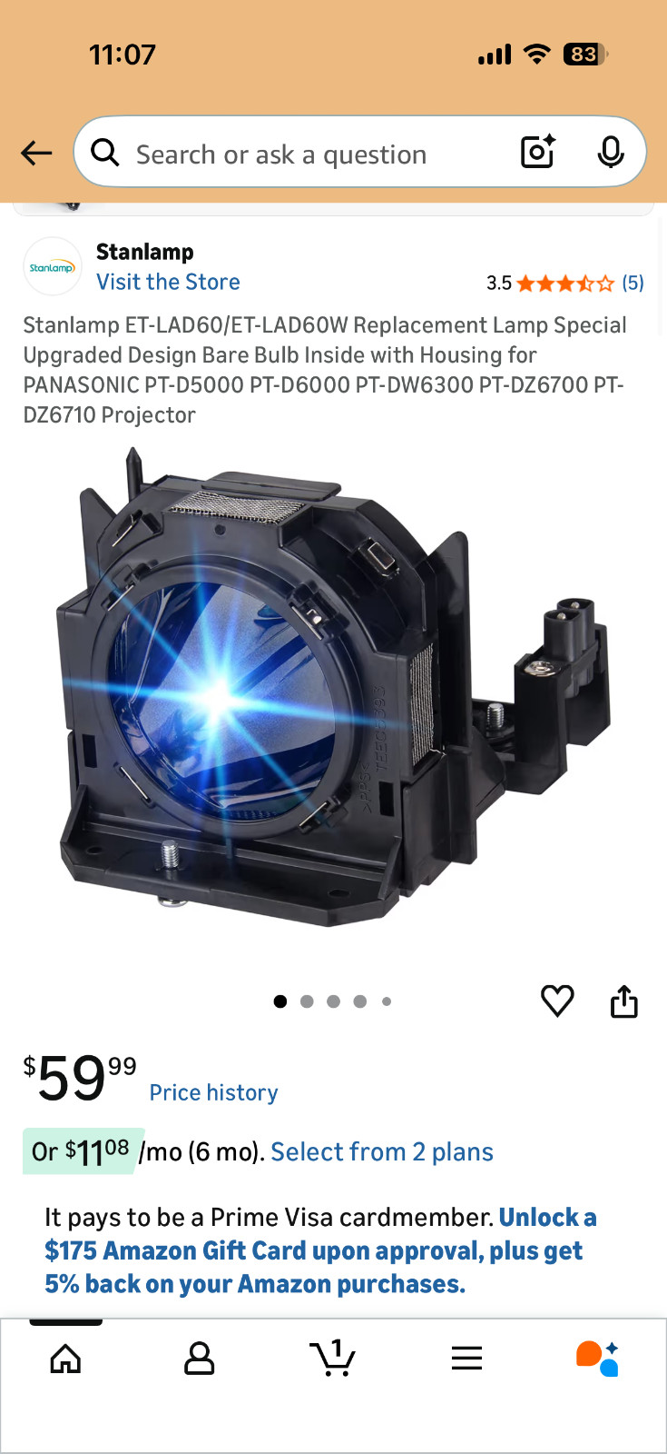 Projector Lamp-Stanlamp ET-LAD60/ET-LAD60W Replacement Lamp Special Upgraded Des