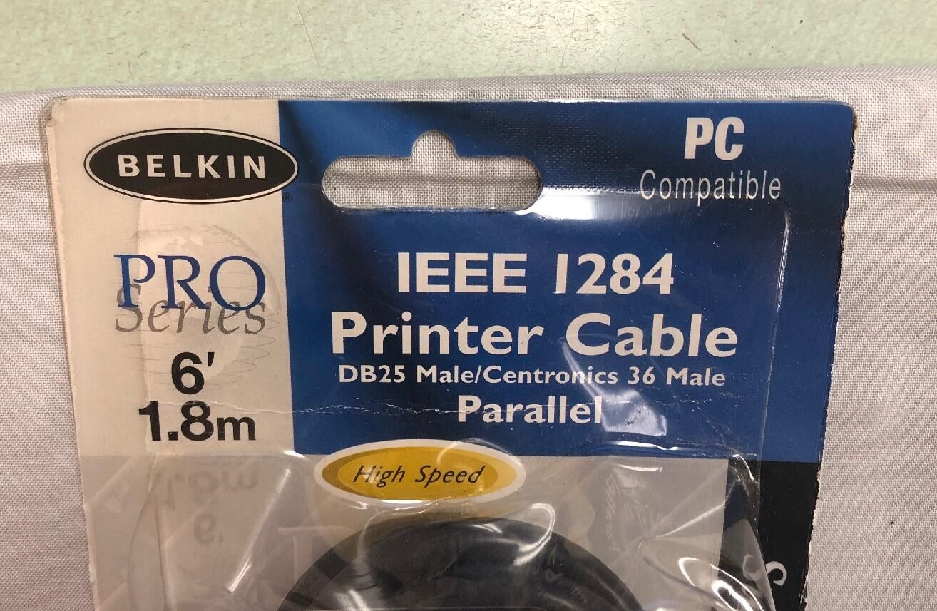 Belkin Pro Series 6 Ft Printer Cable IEEE 1284 DB25 Male Parallel F2A046-06 