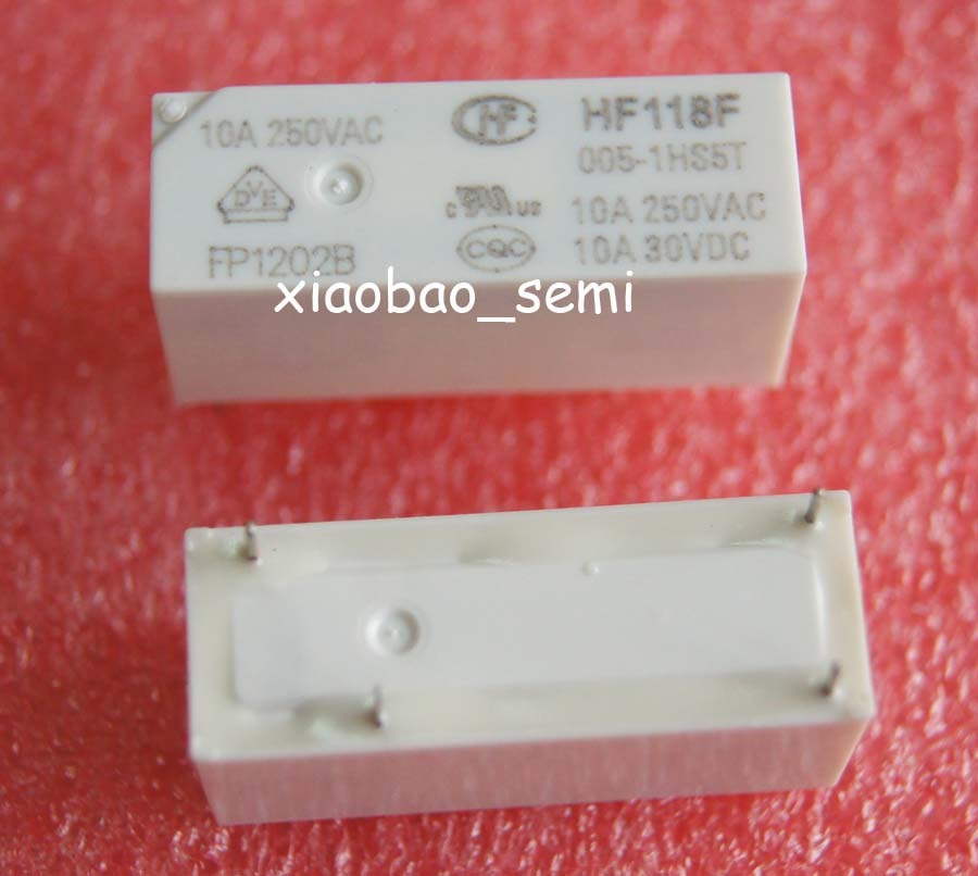 2PCS HF118F-005-1HS5T SPST 10A 250VAC Original Hongfa Relay 4Pins