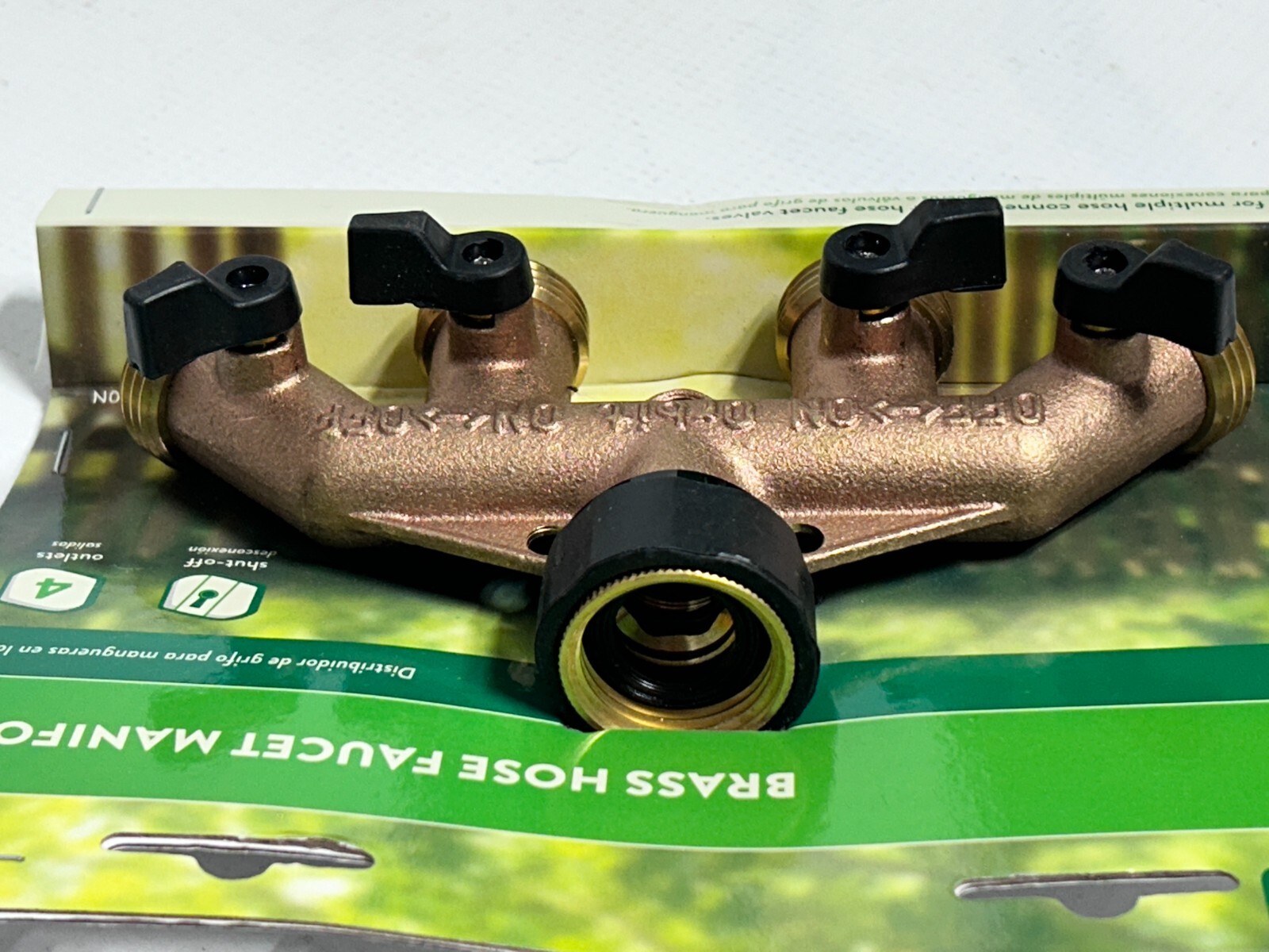 Orbit 62010N 4-Port Garden Water Hose Faucet Manifold 3/4 Swivel x 3/4 MHT in.