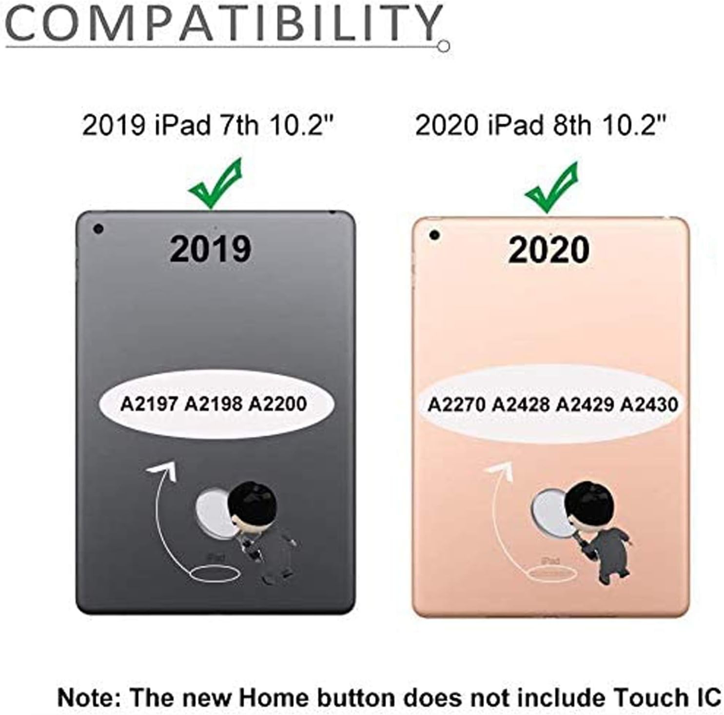 para iPad 7 7th/8 8th Gen Reemplazo de pantalla Digitalizador 2019/2020 10.2