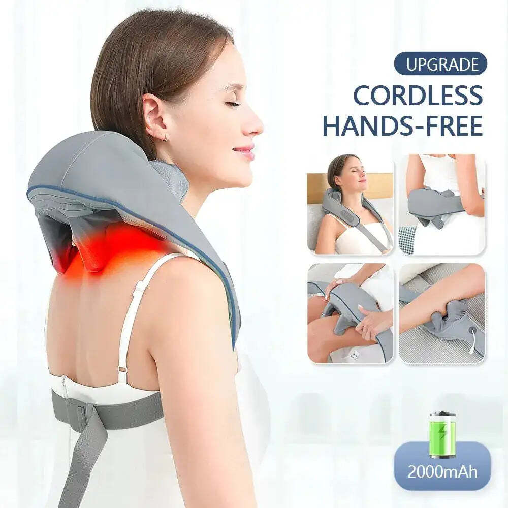 Shiatsu Back Neck and Shoulder Massager with Heat Deep Tissue 3D Kneading Pillow