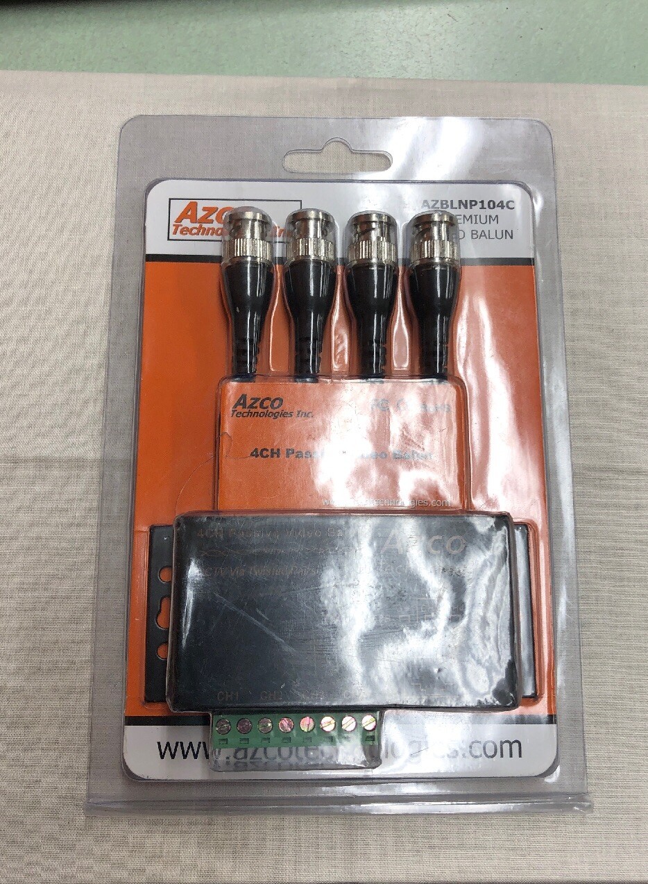 NEW IN PACKAGE AZCO TECHNOLOGIES 4CH PASSIVE VIDEO BALUN AZBLNP104C