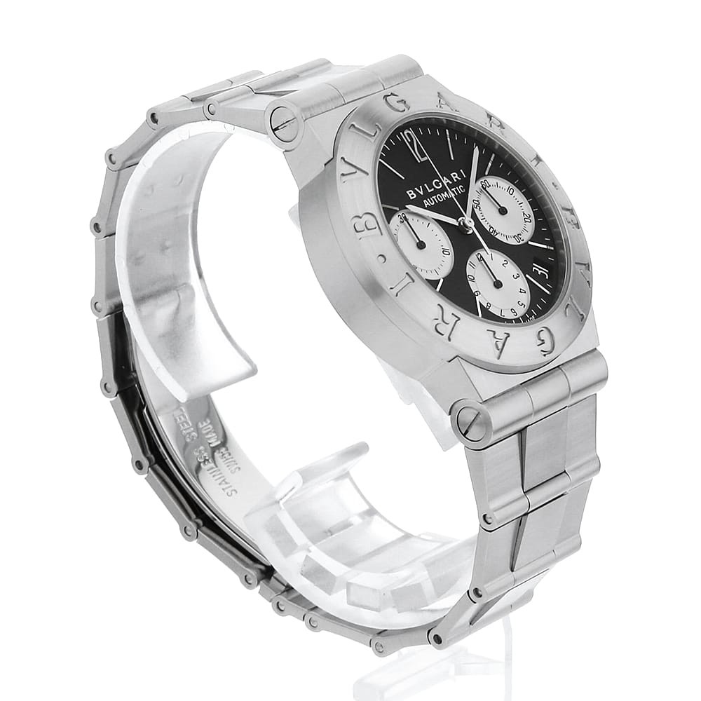 Bvlgari Watch Diagono Sport Chronograph CH35BSSD Silver Black SS AT 35mm Men’s