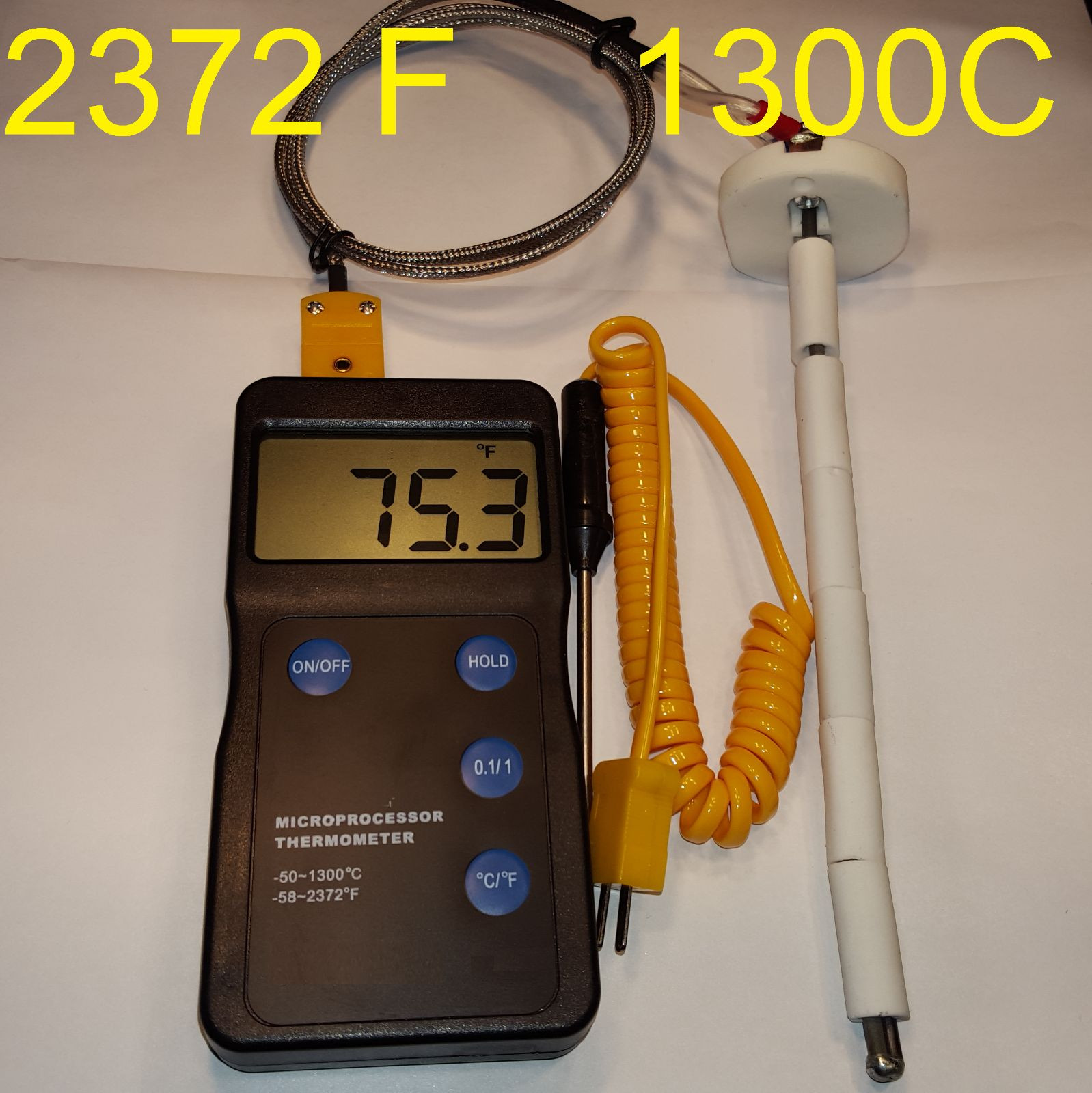 Digital Pyrometer F,C kiln Oven Gauge Thermometer Annealing Thermocouple Sensor
