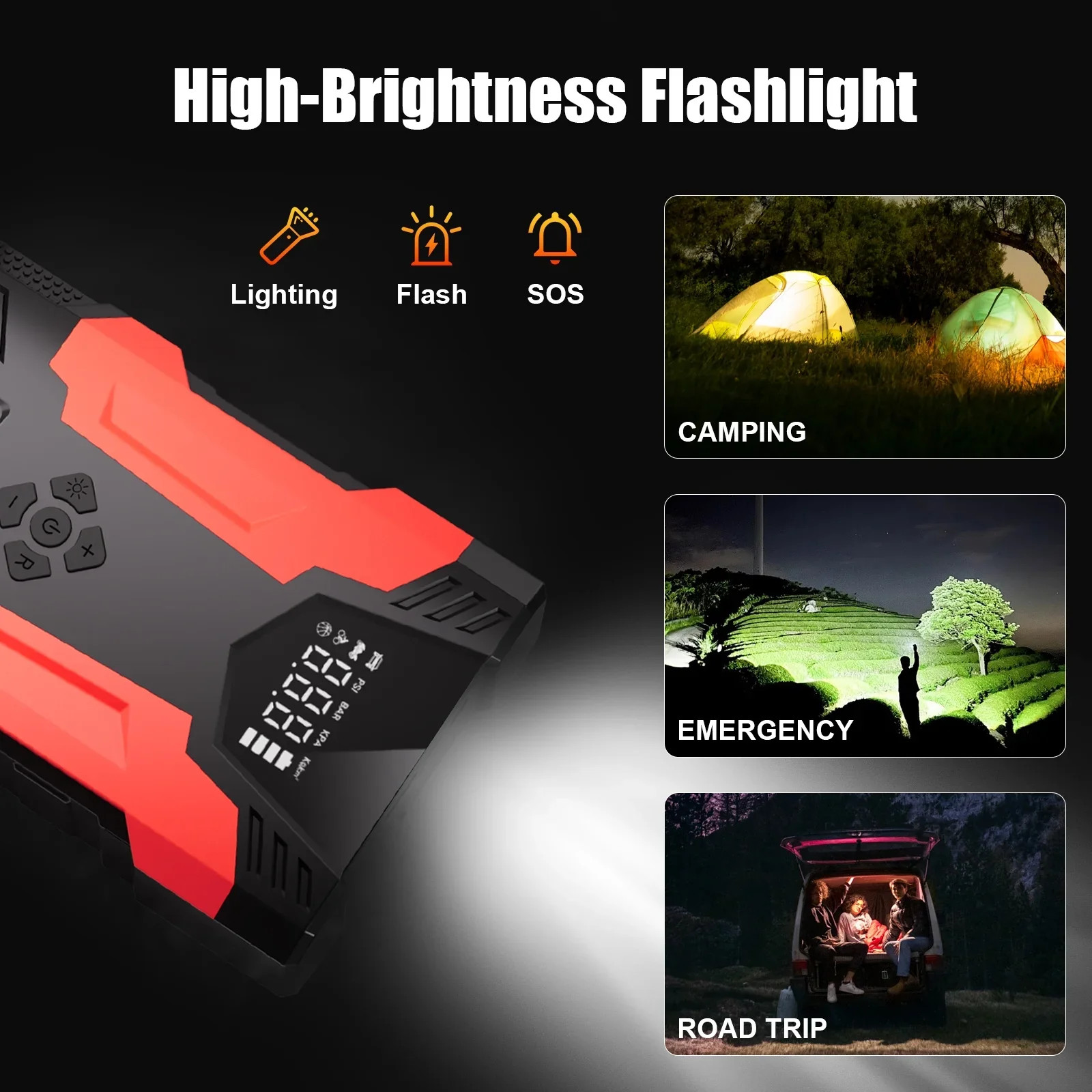 Car Jump Starter, 4000A Peak 30000Mah 150PSI Tire Inflator Digital Display LED