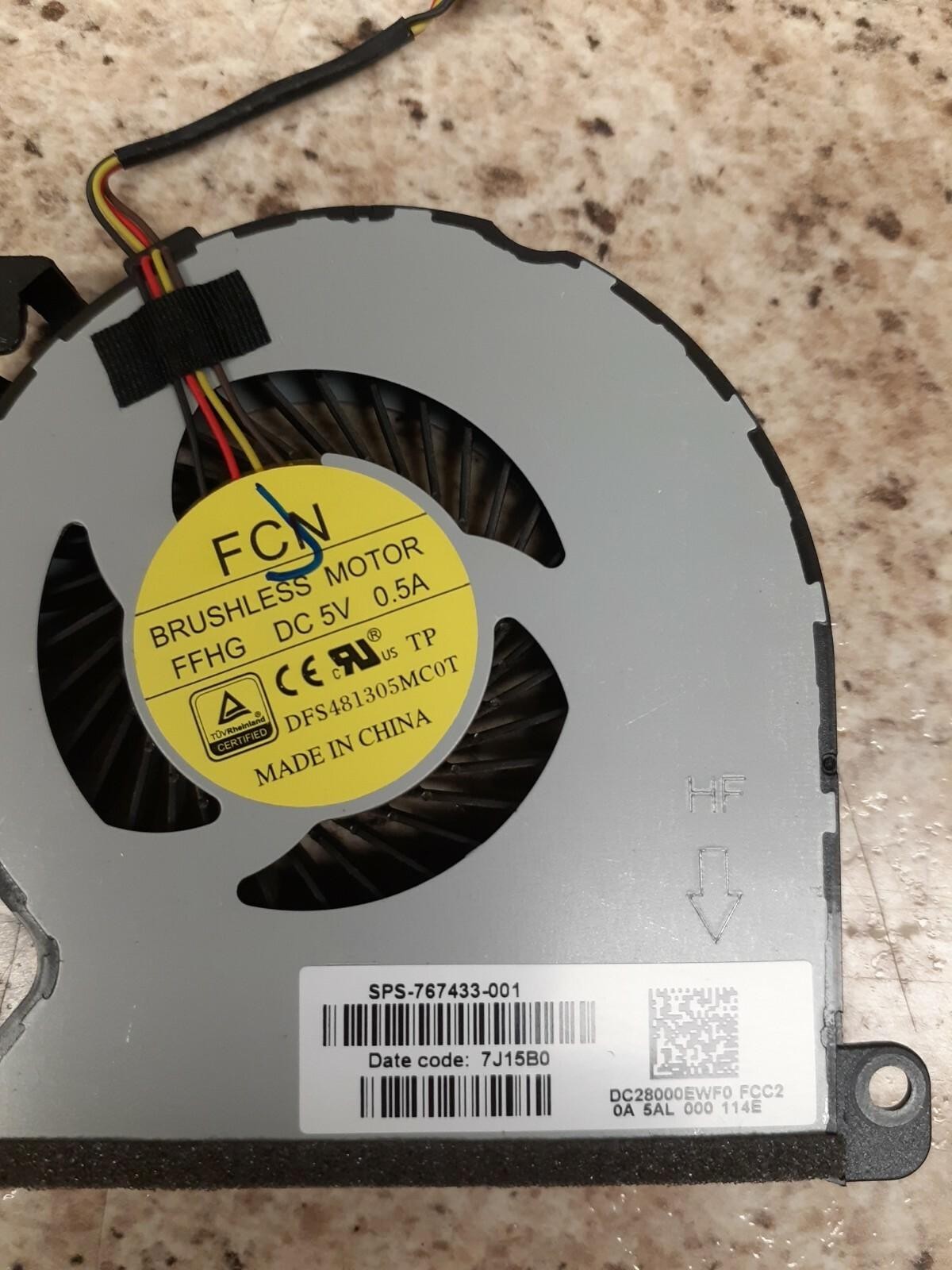 LOT OF 2 DFS481305MC0T Internal Laptop Cooling Fan 767433-001 DC28000EWF0 FCC2