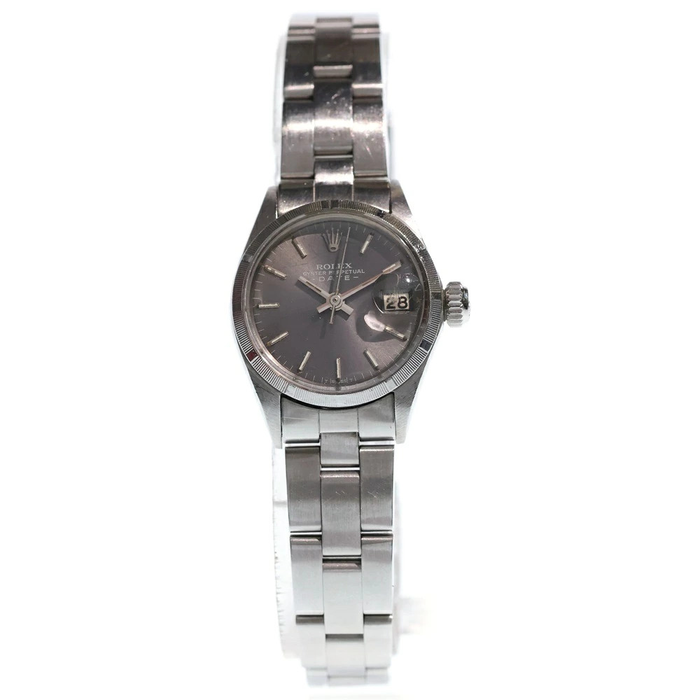 ROLEX Oyster Perpetual Date Gray Dial SS Automatic AT 6517 Ladies’ Watch