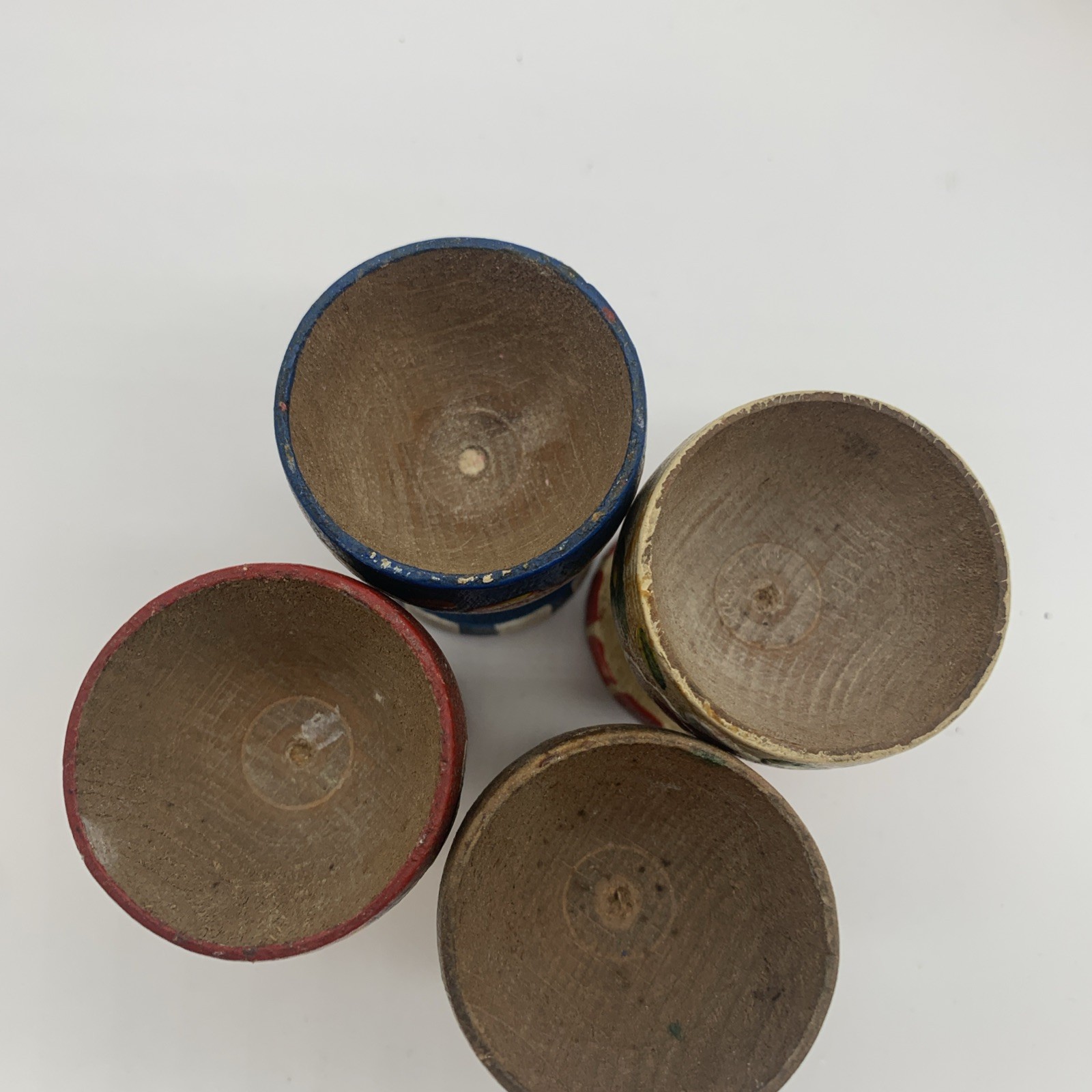 Miscellaneous Lot Collection 4 Wooden Egg Cups, Ceramic Vase, Mini Wood Vessel