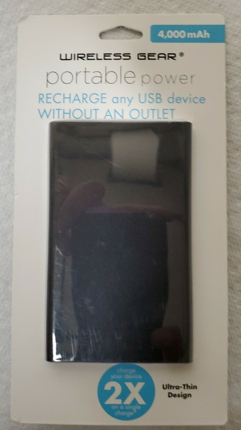 Wireless Gear 4,000MAH Portable Power Pack Color Black